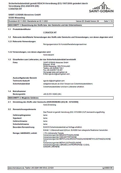 Sicherheitsdatenblatt Coratex HT