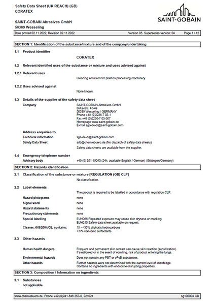 Coratex Safety Data Sheet