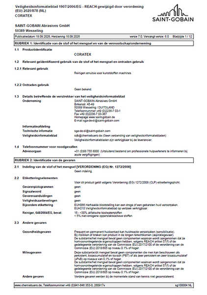 Cover Sicherheitsdatenblatt Coratex